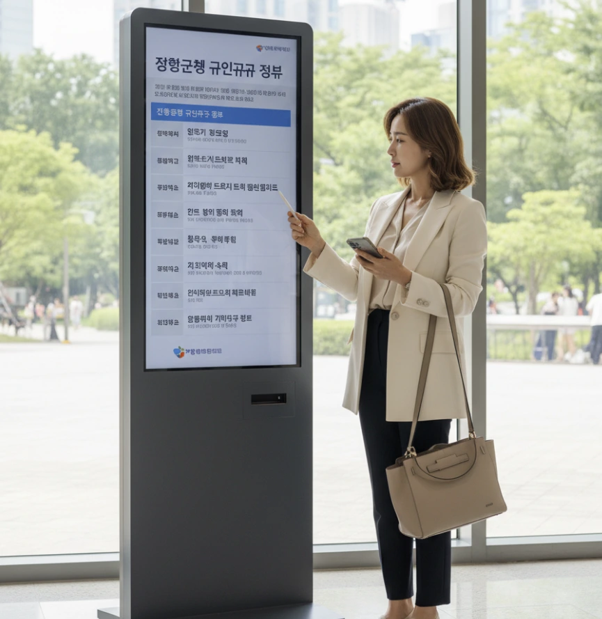 장흥군청 구인구직 정보를 확인하고 있는 여성