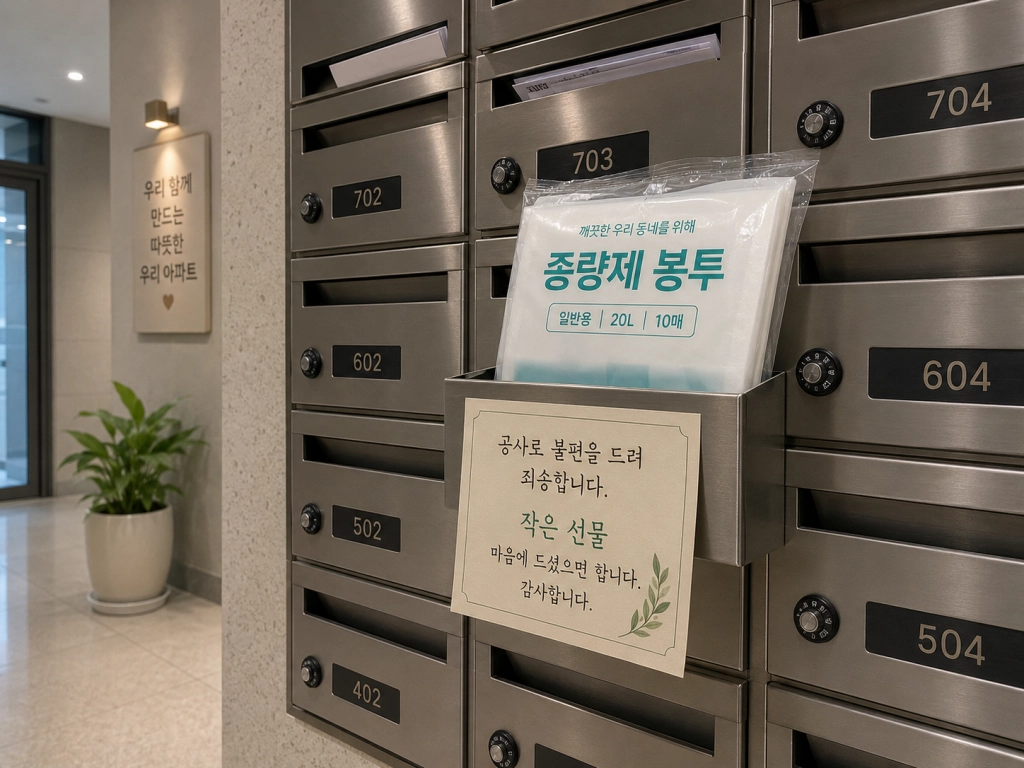 우편함에 꽂아 둔 종량제 봉투